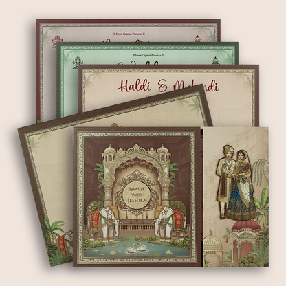 Pink Bride Groom Door Style Padded Wedding Card - KSH18880