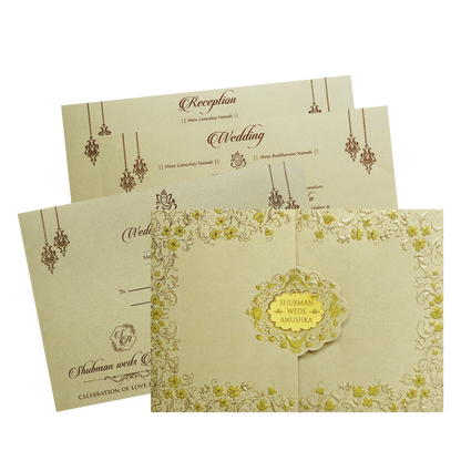Royal Embossed Wedding Invitation Card-KRB09100