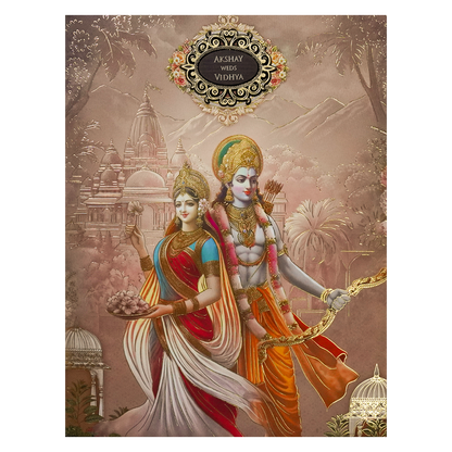Rama Sita Traditional Padded Wedding Card - KSH72350