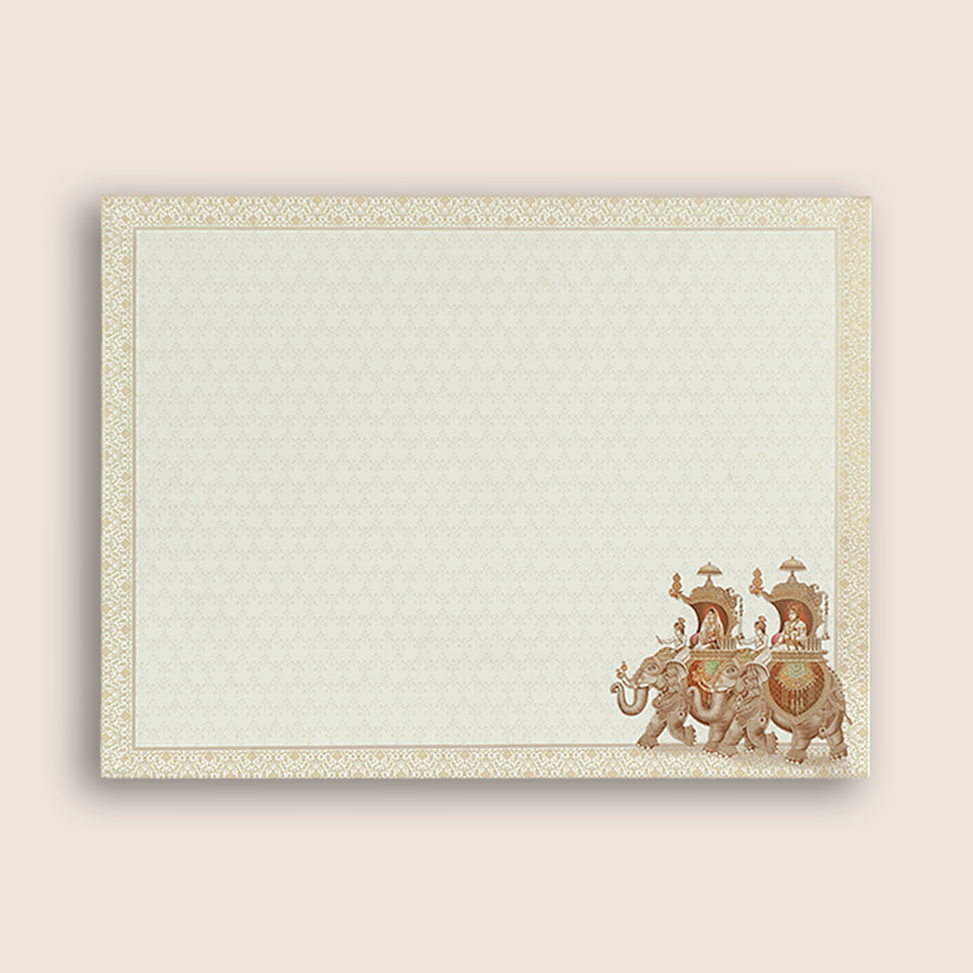 White Royal Baraat Door Style Wedding Card - KAA05420