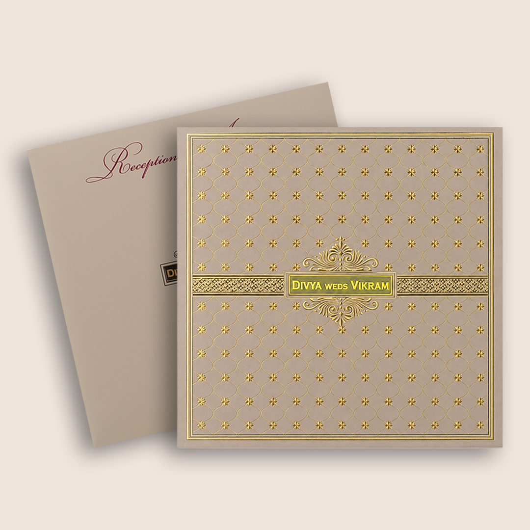 Metallic Pink Floral Wedding Invitation Card - KNTR2502P