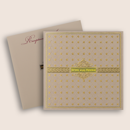 Metallic Pink Floral Wedding Invitation Card - KNTR2502P