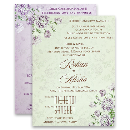 Lavender Floral Door Style Wedding Card - KFR15340