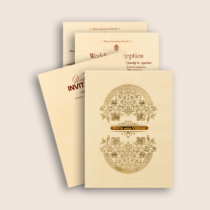 Sandal Premium Padded Floral Wedding Card - KNPS9501S