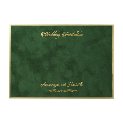 Dark Green Floral Padded Wedding Card-KMMWD1157