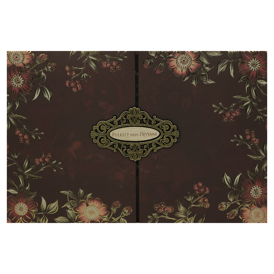 Check out Brown Floral Padded Wedding Card at best price. ✅WhatsApp Support ✅Express Delivery.|King of cards.