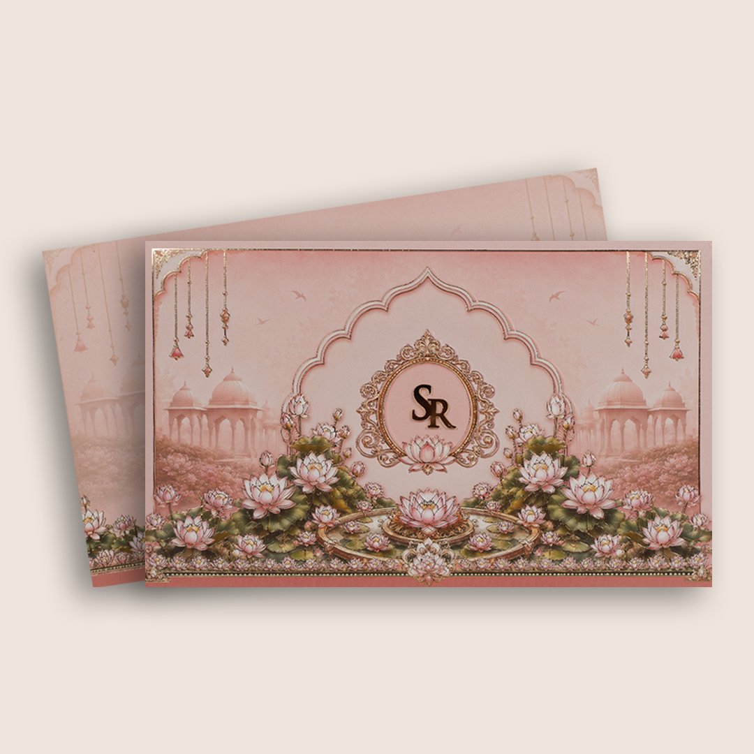 Pink Embossed Floral Invitation Card - KPR07110