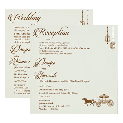 White Gold Floral Padded Wedding Card-KRE27570