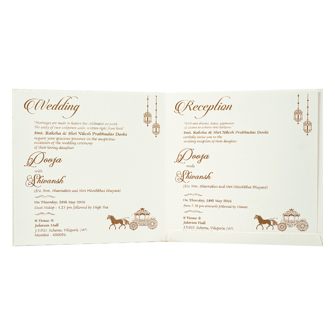 White Ganesha Floral Wedding Card-KRE27700