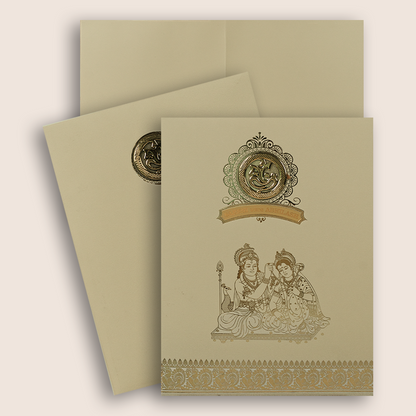 Peach Lord Karthikeya Valli Wedding Card - KNRR8710B