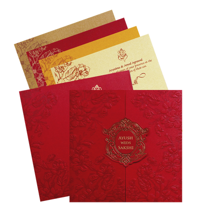 Check out Red Floral Door Style Opening Wedding Invitation at best price. ?WhatsApp Support ?Express Delivery.