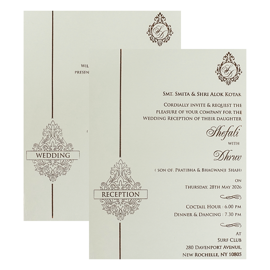 White Royal Couple Embossed Padded Wedding Card-KRE28140