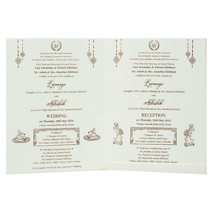 White Embossed Monogram Floral Wedding Card-KRE26870