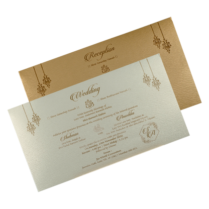 Gold Floral Door Style Padded Wedding Card-KRB09320