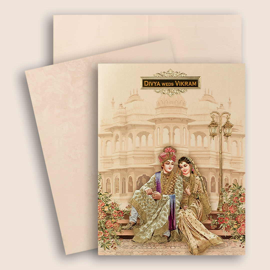 Pink Royal Bride Groom Box Invitation Card-KNKN6302