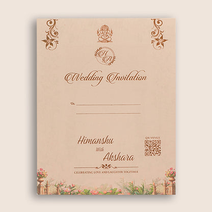 Pink Floral Elephant Padded Door Style Wedding Card - KSH73740