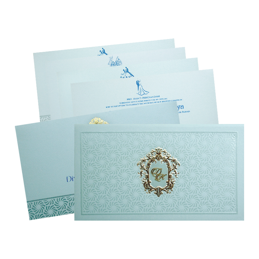 Mint Green Monogram Elegant Wedding Invitation Card-King of Cards