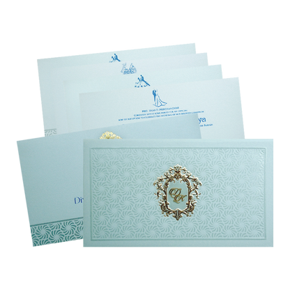 Mint Green Monogram Elegant Wedding Invitation Card-King of Cards