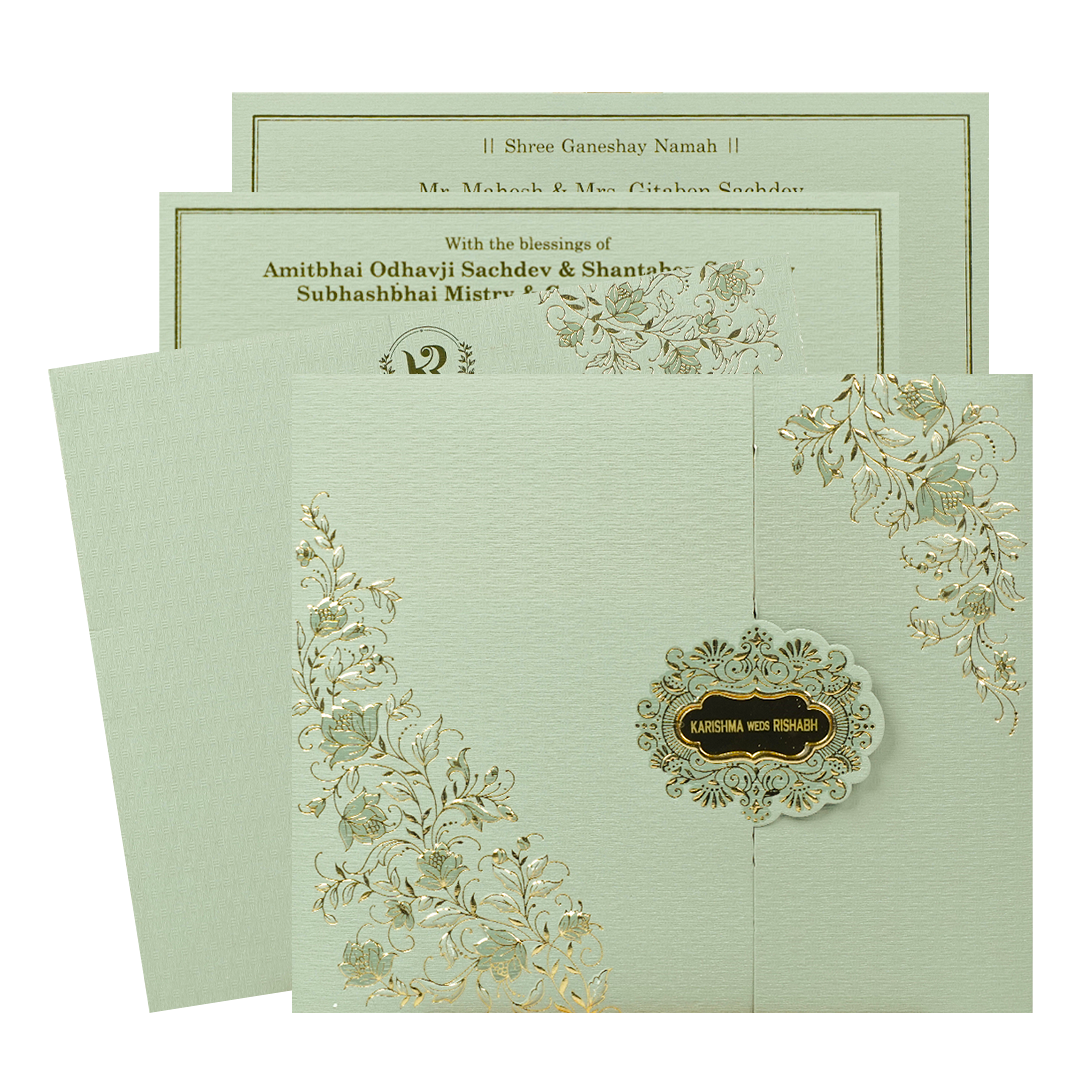 Green Leaf Wedding Card-KSI64910
