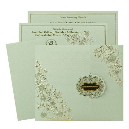 Green Leaf Wedding Card-KSI64910