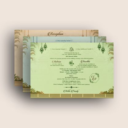 Pastel Pink Bride Groom Padded Wedding Invitaion Card - KRB09910