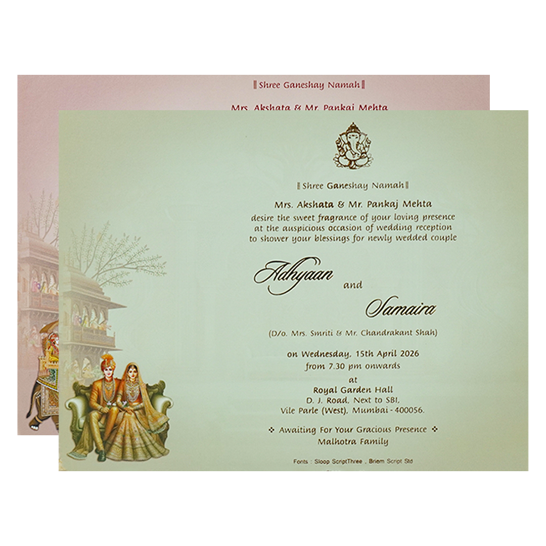 Cream Padded Bride Groom Wedding Card-KRC31070