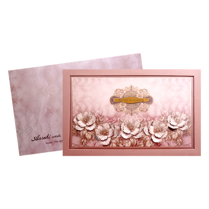 Blush Pink Floral Luxury Wedding Invitation Card-KPR24810