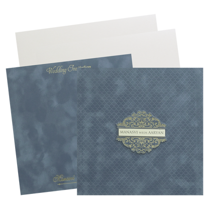 Grey Padded Wedding Invitation Card - KMMWD1153