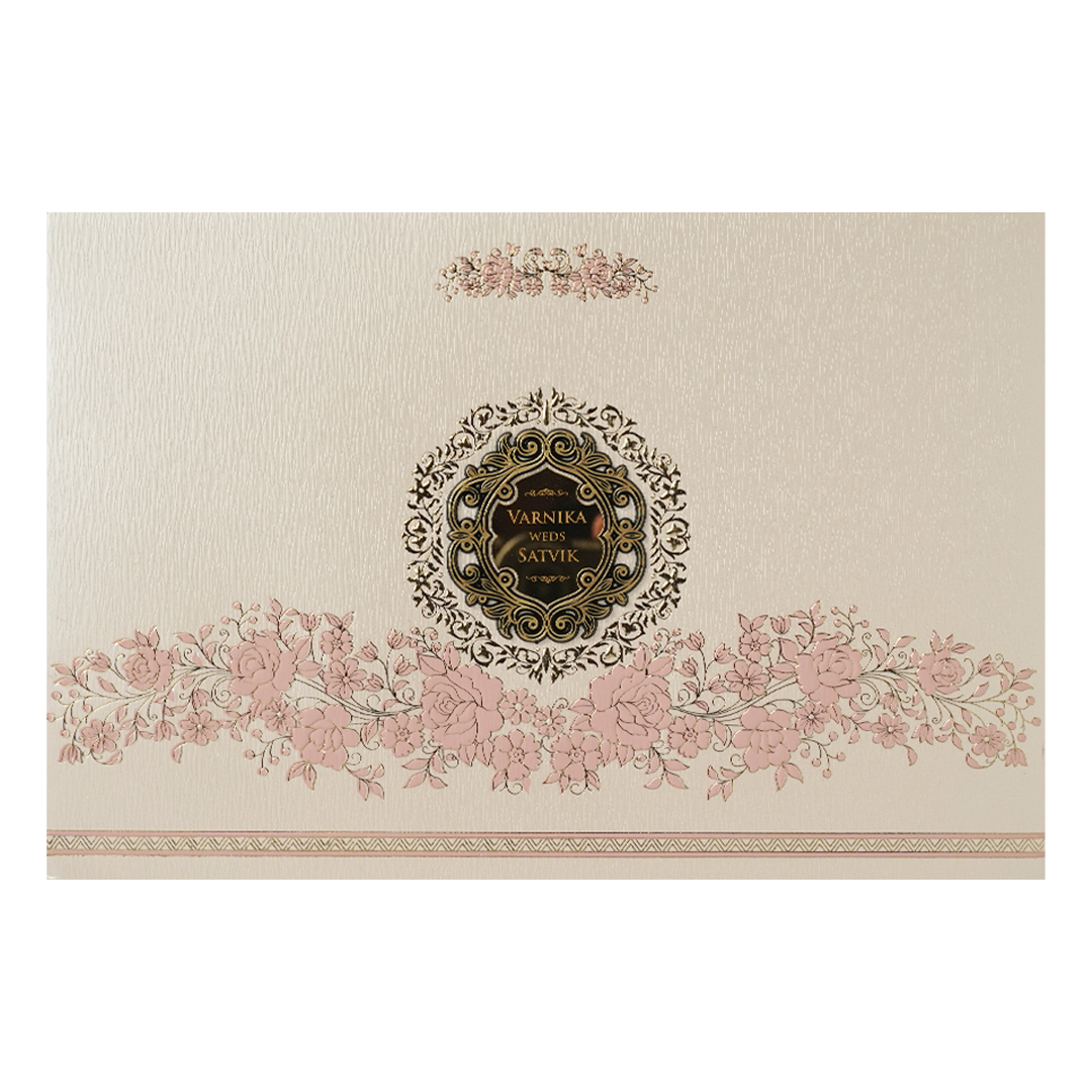 Pink Floral Padded Wedding Card-KSSC2370
