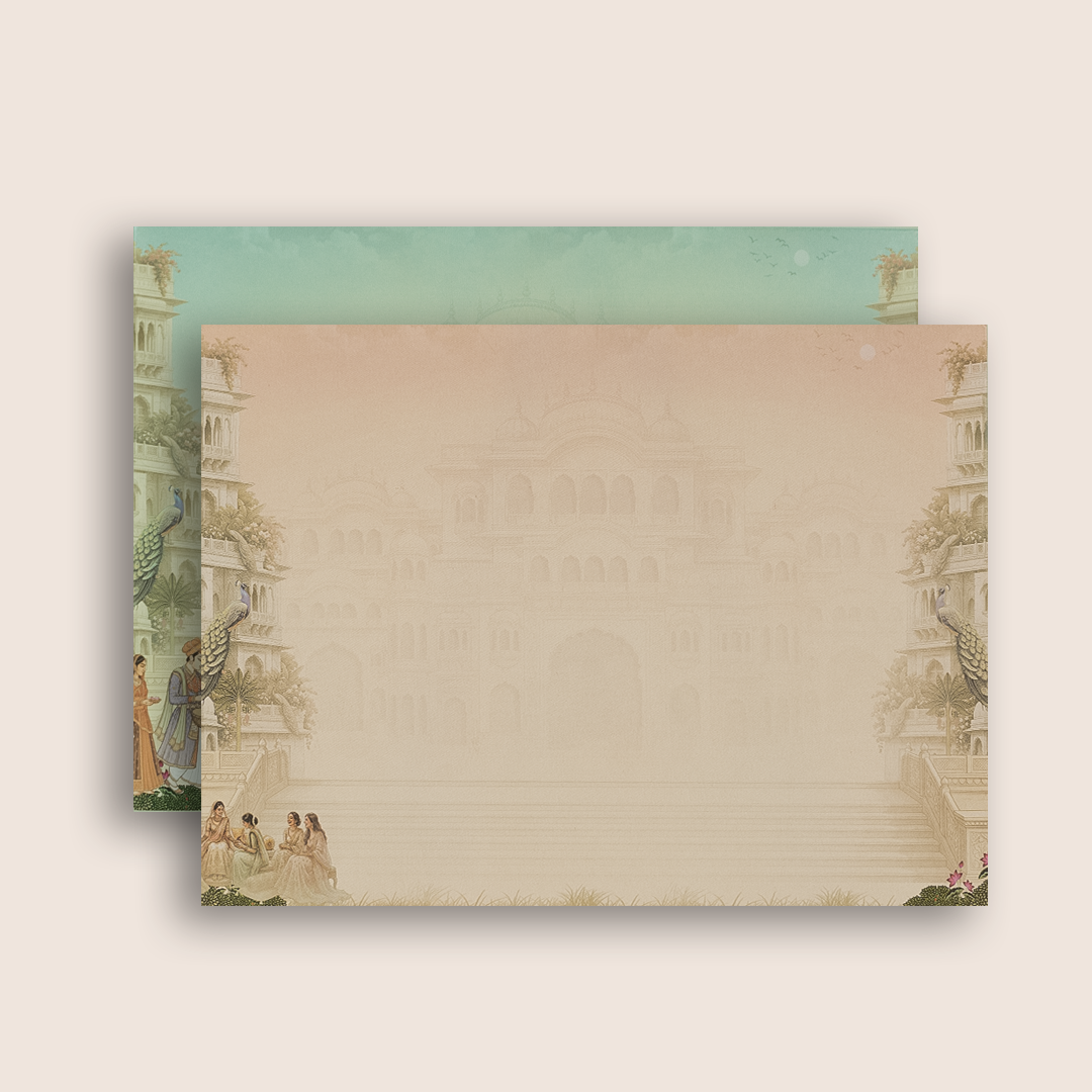 Cream Elephant Baraat Wedding Card - KAA05500