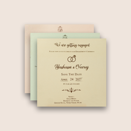 White Embossed Floral Padded Wedding Card - KPR023360