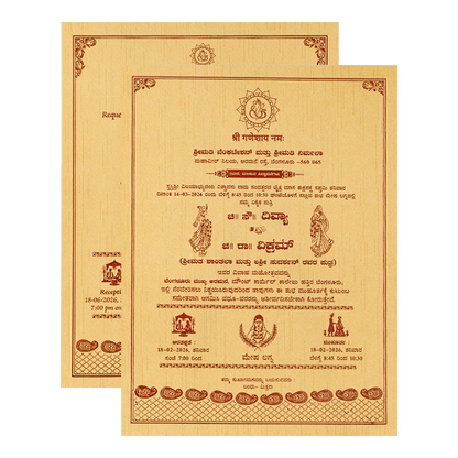 Gold Embossed Floral Padded Wedding Card-KNM9308G