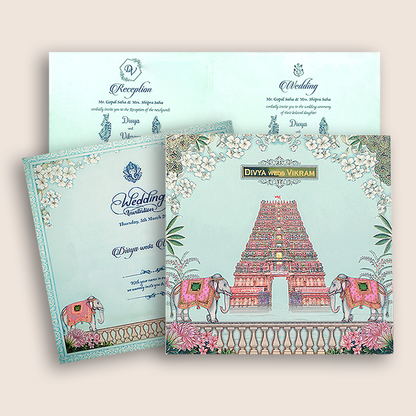 Blue Temple Wedding Invitation - KNKD8112