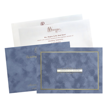 Luxury Grey &amp; Gold Padded Wedding Invitation Card - KMMWD1149