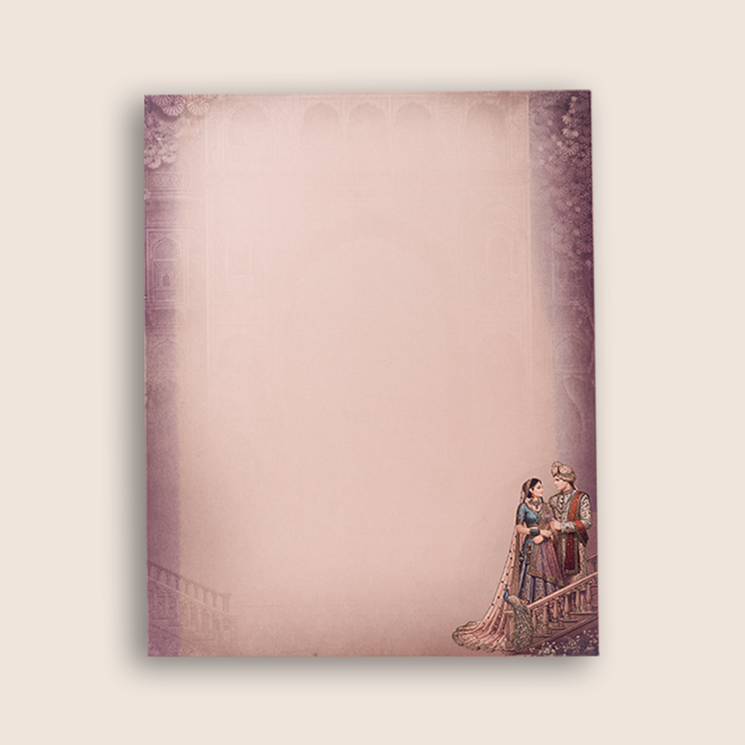 Wine Royal Bride Groom Padded Wedding Card - KAA05820