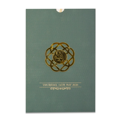 Green Gold Tassel Wedding Card - KRC31410