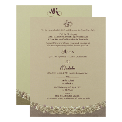 Purple Floral Wedding Card-KSI65020