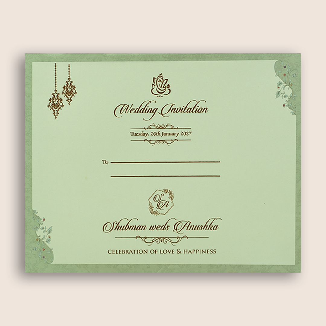 Green Floral Box Wedding Invitation - KRB54220