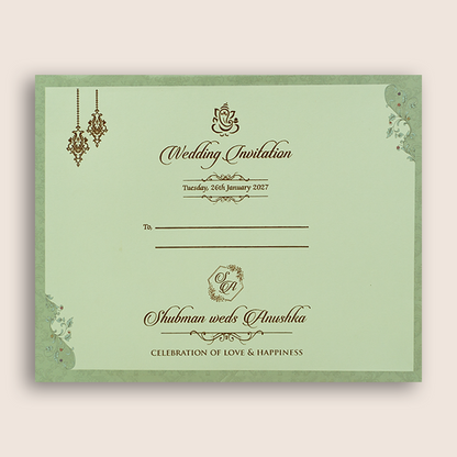Green Floral Box Wedding Invitation - KRB54220