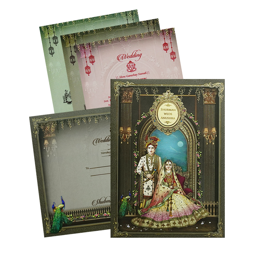 Check out Royal Couple Padded Gold Foil Wedding Invitation Card at best price. ?WhatsApp Support ?Express Delivery.