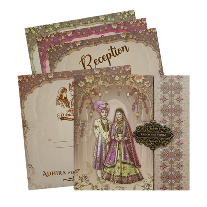 Brown Bride and Groom Padded Wedding Card - KSH72830