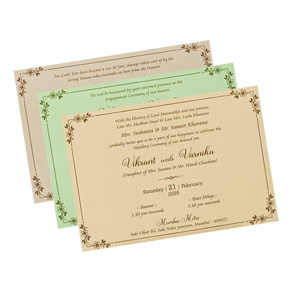 Cream Oval Floral Wedding Card-KSI64770