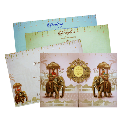 Royal Baraat Gold Foil Door Style Wedding Invitation Card-KRB09080