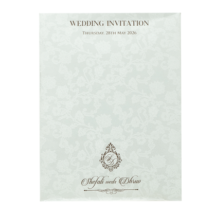 White Floral Gold Foil Wedding Card-KRE28500