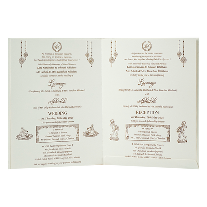 White Ganesha Arch Wedding Card-KRE27780