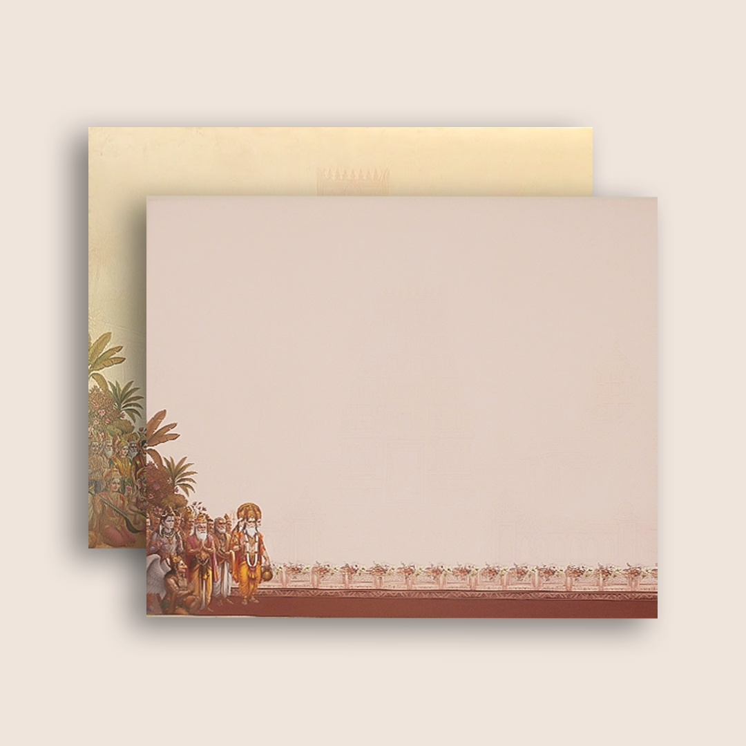 Brown Ram Sita Door Style Wedding Card - KNCR8911