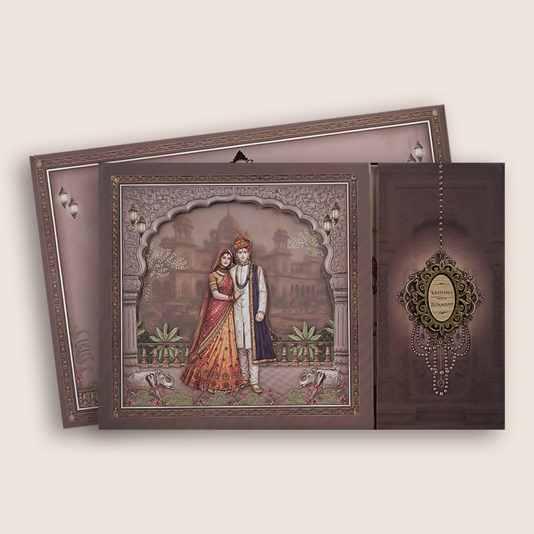 Warm Pink Floral Padded Invitation card - KJTS1918