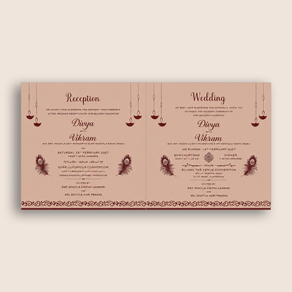 Pink Floral Lattice Wedding Card - KNRS6901