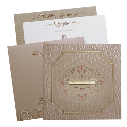 Gold Geometric Padded Wedding Card -KMMWD1104