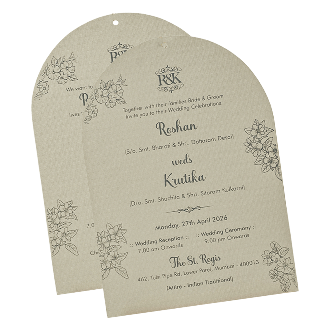 Dusty Grey Floral Wedding Card-KSI64890